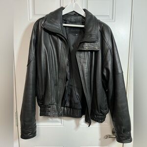 Vintage 90s Alamo Uomo Black Genuine Leather Jacket Men’s Large Zip Bomber